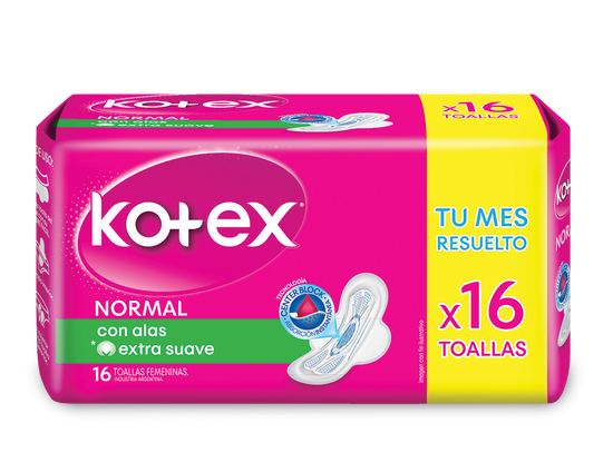 Toallitas Femeninas Kotex Normal Con Alas 16 Un